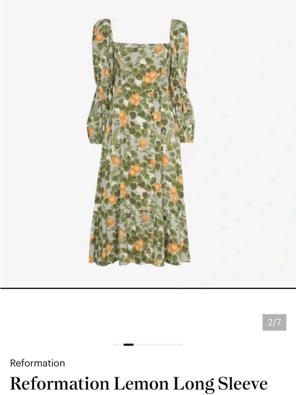 Reformation Mica green citrus dress